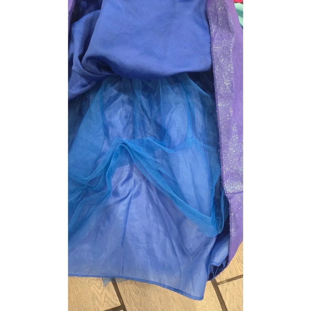 Disney Frozen Anna Costume Dress with Cape Kids Size 4 Blue Pink Velvet Satin